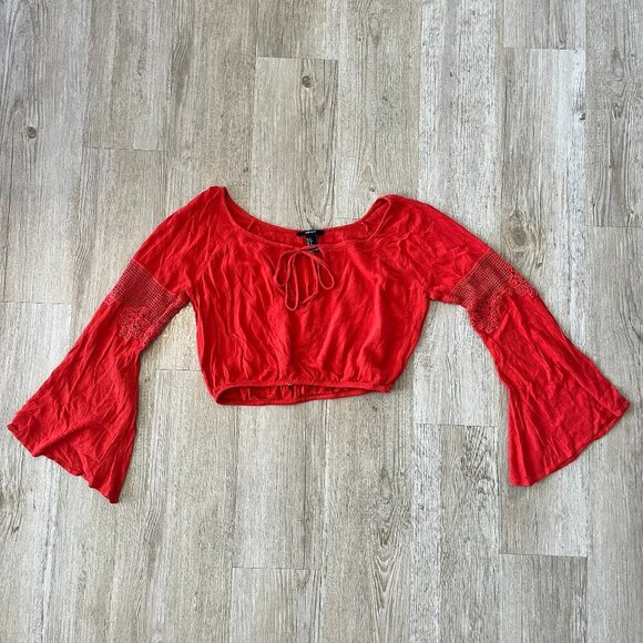 Womens Forever 21 Dark Orange Cropped Blouse - S - Picture 1 of 8